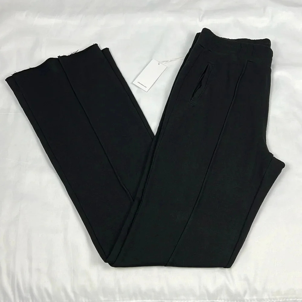 Cotton Citizen New‎ Women’s L Black Milan Flared Pockets Raw Hem Trousers Pant